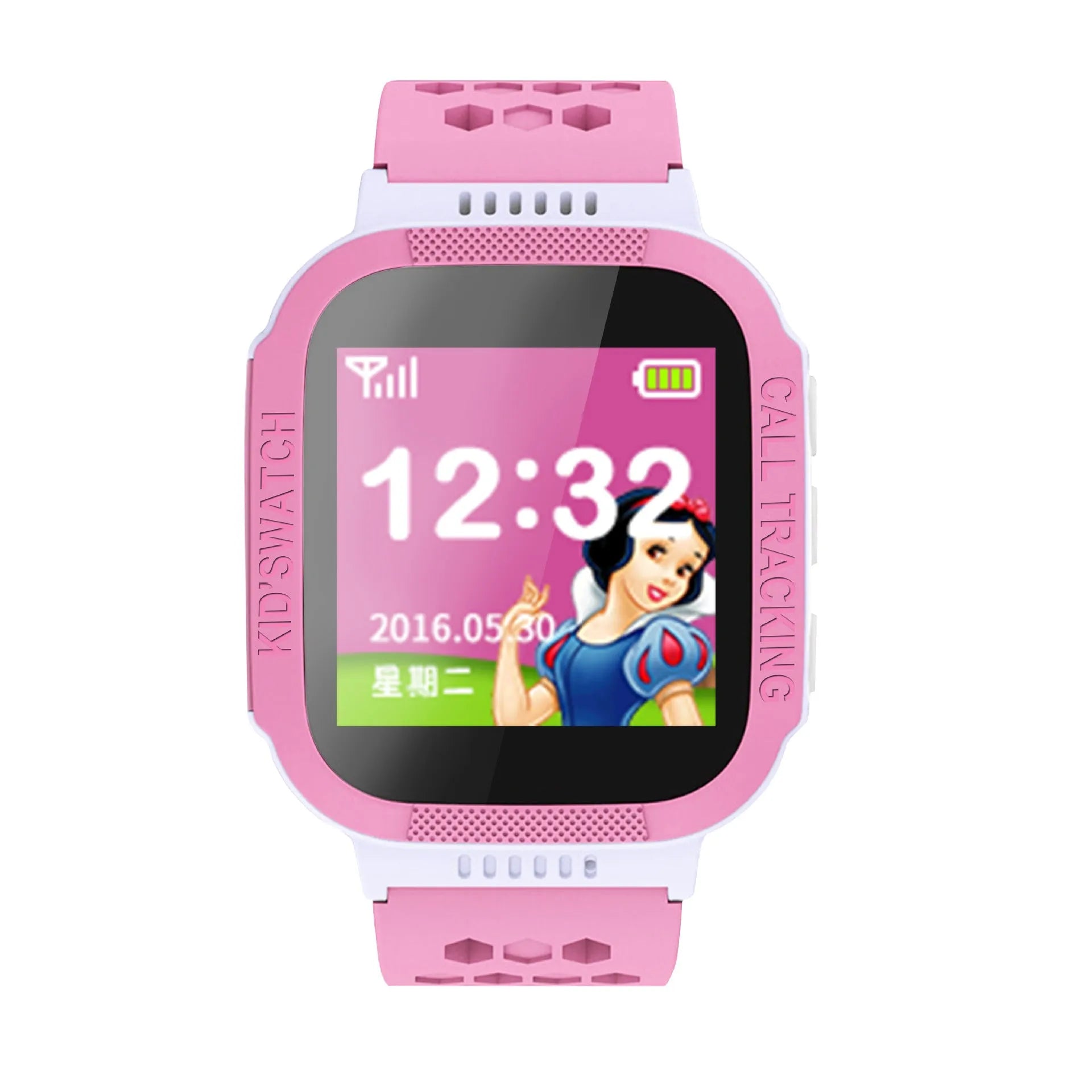 Blue children's phone watch with 1.44-inch IPS screen showing interface display
