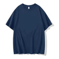 Heavy 230g cotton blend drop shoulder t-shirt in a solid colour, showing loose fit and short sleeves.