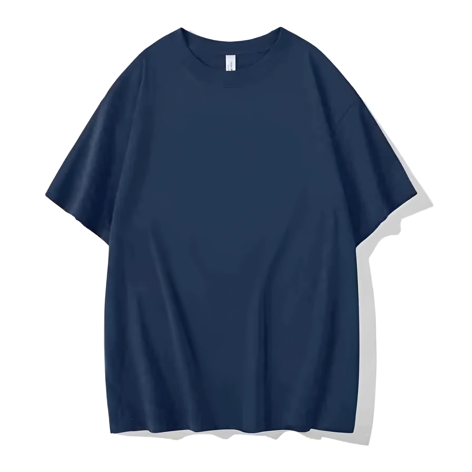 Heavy 230g cotton blend drop shoulder t-shirt in a solid colour, showing loose fit and short sleeves.