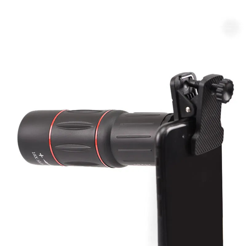18x mobile telephoto lens with universal clip and flexible aluminium tripod for Samsung smartphone photography
