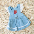Bondi Blue dog skirt with strawberry prints and traction strips for small dogs