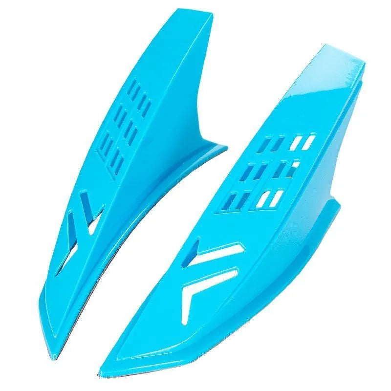 Pair of colourful decorative horns for customising a children's full-face motorcycle or ski helmet.