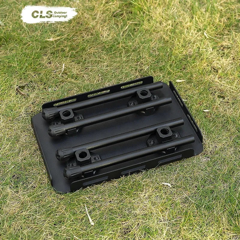 CLS Outdoor aluminium folding dual-use table and stool shown in heightened position as a small table.