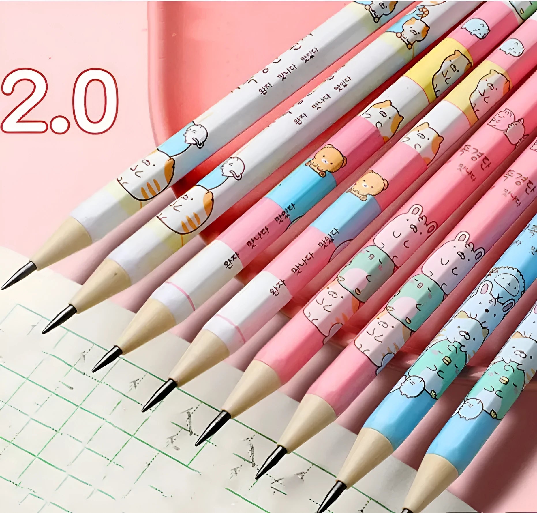 Children's cartoon coloured mechanical pencils with replaceable cores for school writing