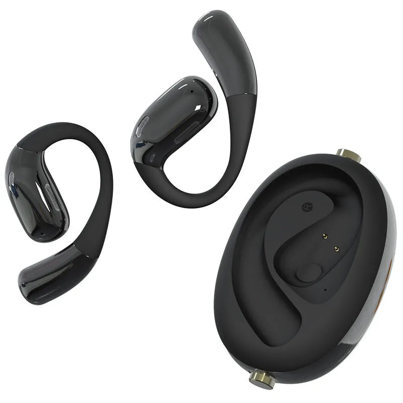 Wireless Bluetooth headset with AI translation and noise reduction, ear hook design, PC ABS material, black colour