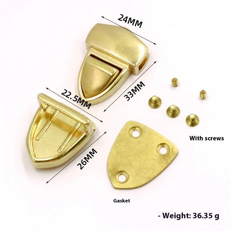 Pure brass bag hardware duck tongue mortise lock for luggage repair, 29.5mm by 26mm and 26mm sizes
