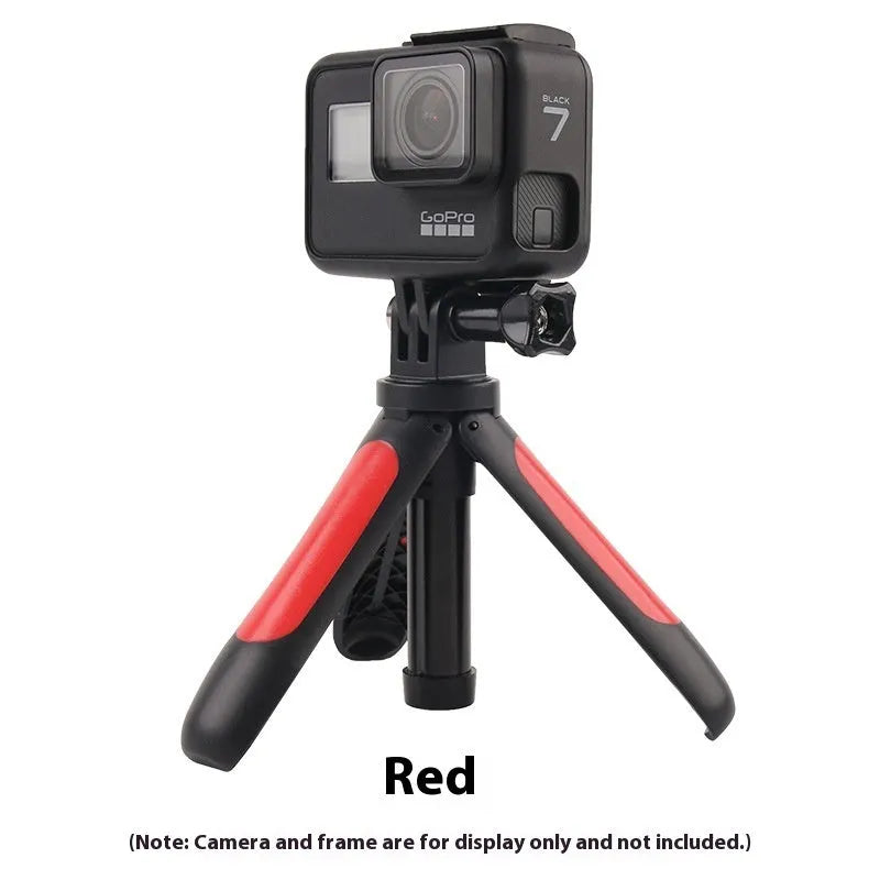 Multifunctional telescopic selfie stick tripod in silver gray with mobile phone holder, collapsed to 12cm