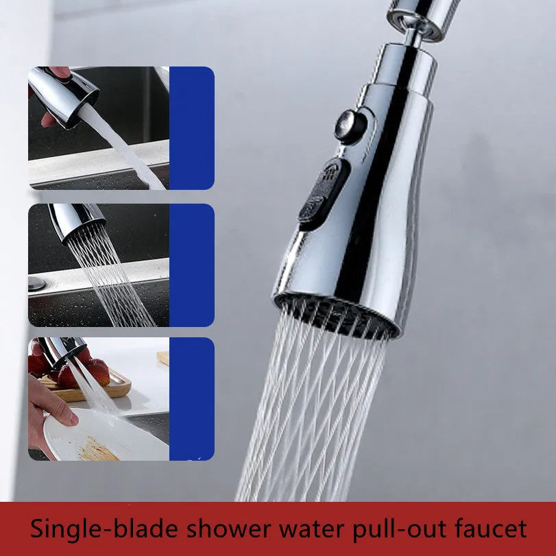 Universal pressurised kitchen faucet sprayer with rotating head and three water mode settings
