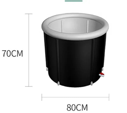 Black inflatable PVC ice bath tub with weather lid for cold therapy