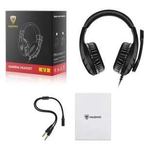 E-sports gaming headset in pure black with over-ear design, 50mm drivers, and attached microphone on 1.6m cable
