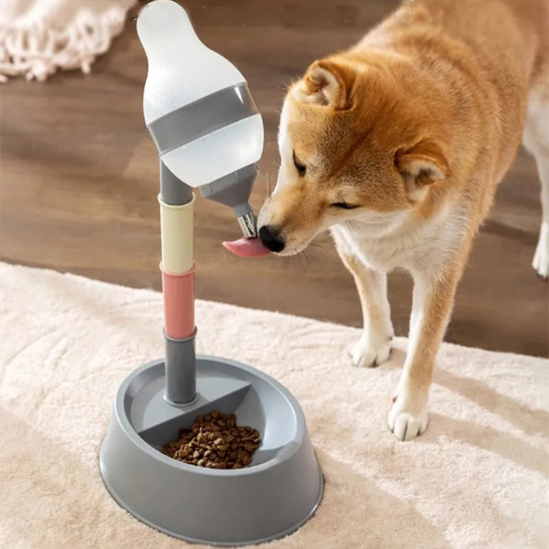 Green pet standing water dispenser with detachable height adjustment bars and ball-tip drinking nozzle