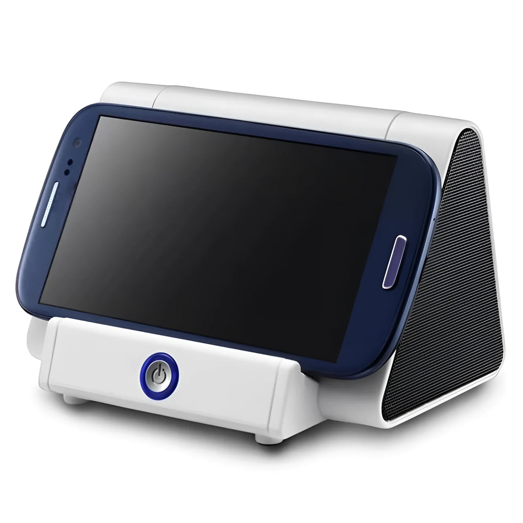 Black and white mini portable wireless Bluetooth speaker with charging cable