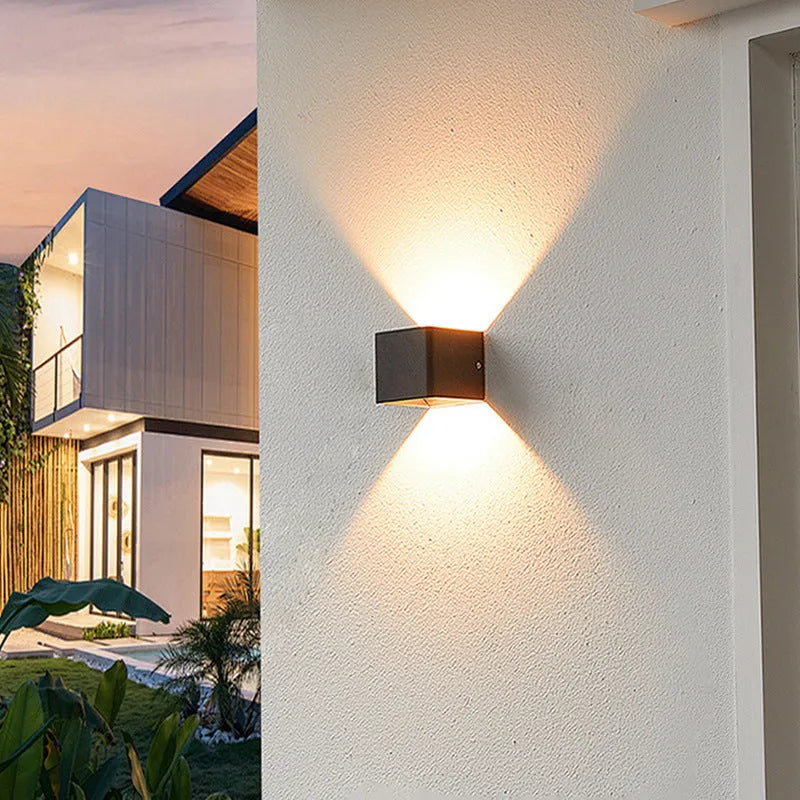 Modern minimalist outdoor waterproof wall lamp 7W warm light black finish mounted on exterior wall