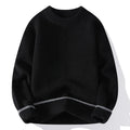 Men's grey loose fit round neck pullover sweater with long sleeves