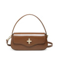 Leather baguette shoulder bag in black, wine red, coffee or caramel with organised interior compartments
