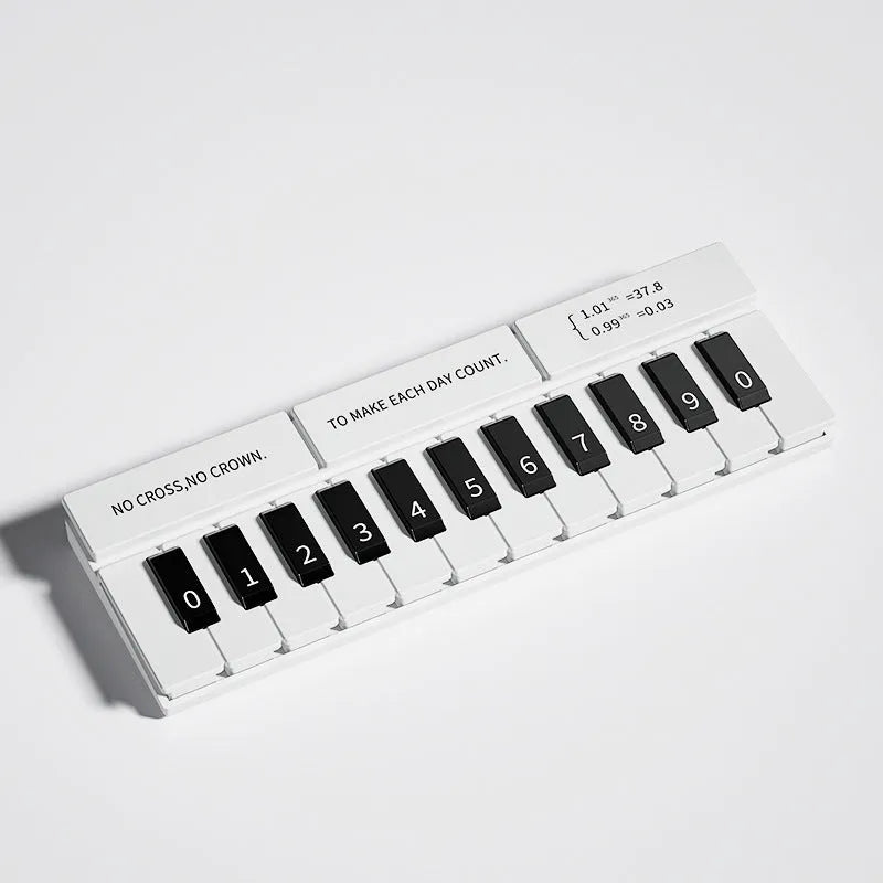 Black and white piano-shaped plastic temporary parking sign for vehicle dashboard