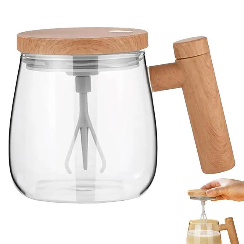 400ml electric self-stirring borosilicate glass coffee mug in champagne gold colour