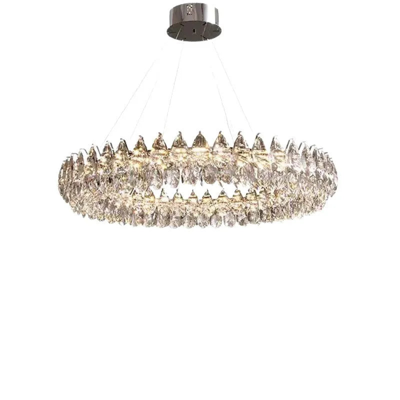 Crystal modern room French villa restaurant chandelier with tricolour light option in light luxury style