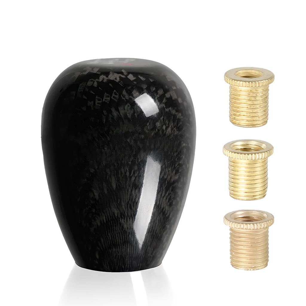 Carbon fibre aluminium alloy gear shift knob on black background for manual transmission cars