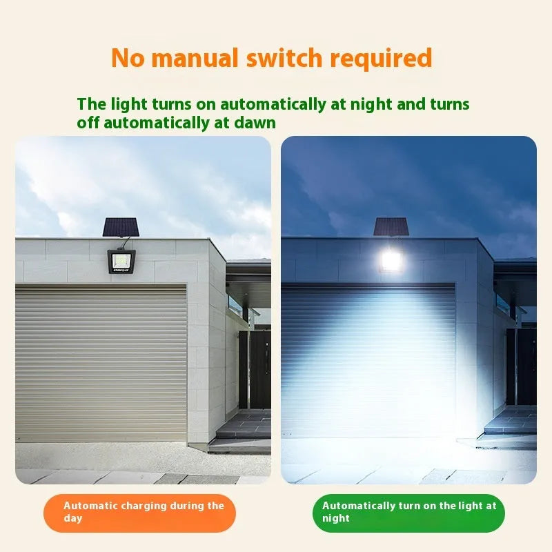 Outdoor solar LED light with three brightness options for courtyard or garden illumination