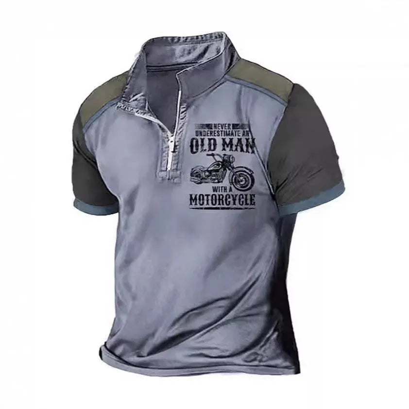 Men's casual polo shirt with digital letter printing and lapel collar in a colour from the PL02-GG7366 series.