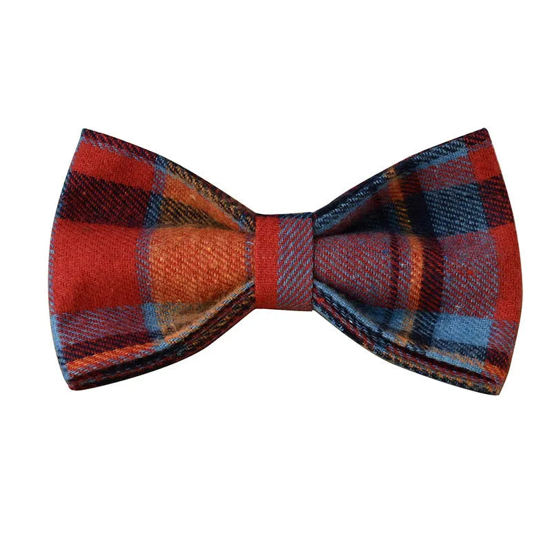 Blue velvet plaid dog collar with alloy metal buckle shown in multiple size options