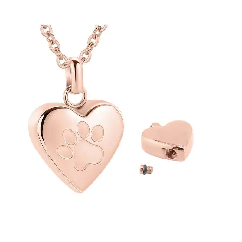 Openable heart-shaped titanium steel cinerary casket necklace on a chain.