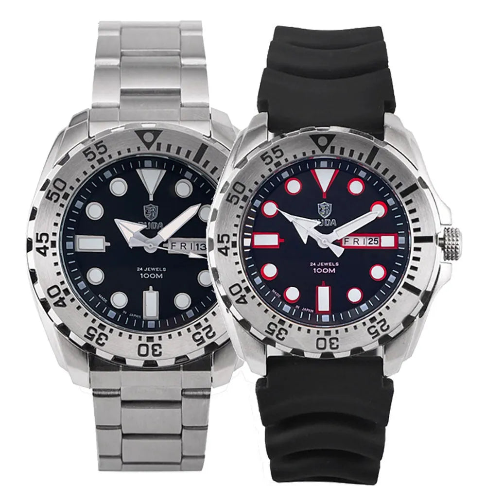 Men's waterproof quartz watch with luminous hands and sports-style case