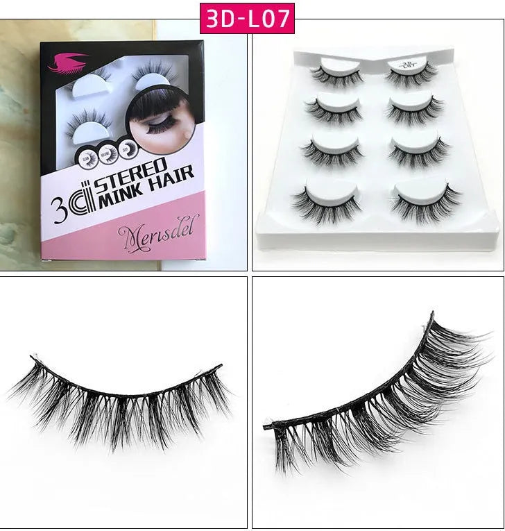 3D false eyelashes handmade from imported fiber with wispy design in L01 style
