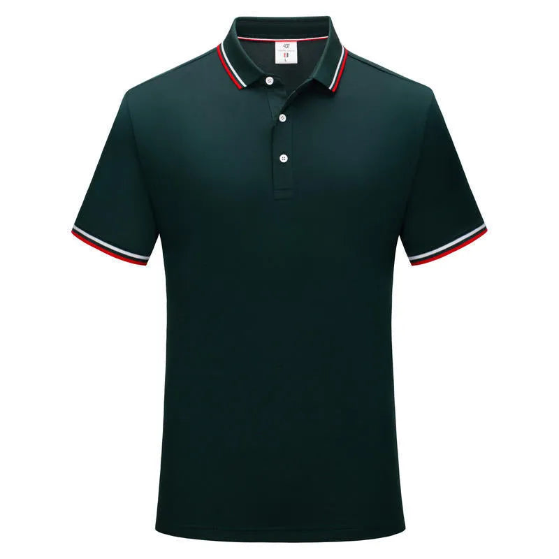 Striped short sleeve polo shirt with lapel collar, regular fit, available in multiple colours and sizes S to 4XL.
