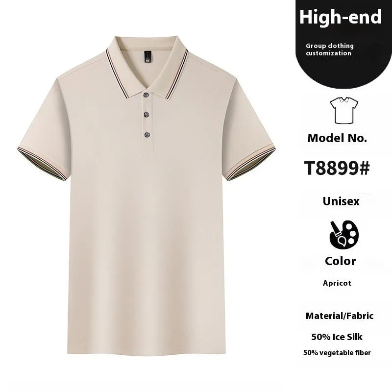 Ice silk polo shirt in solid colour with cooling copper ammonia fibre fabric