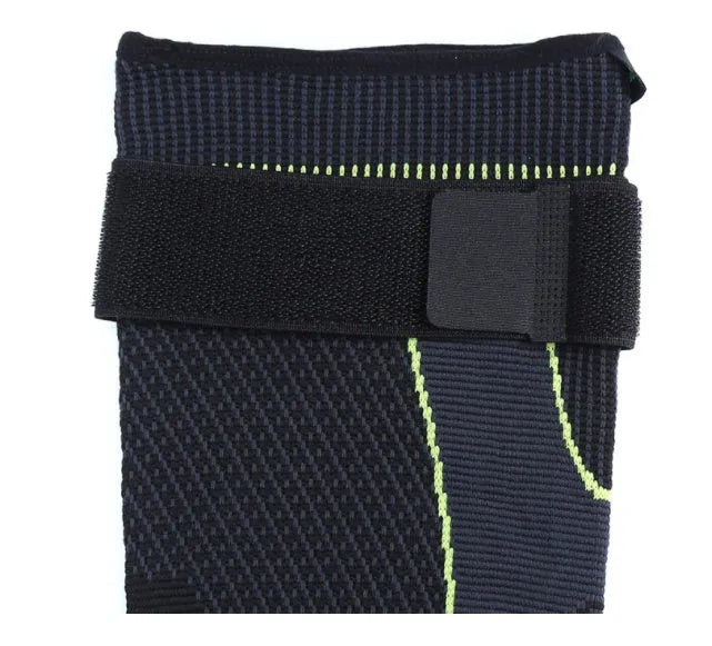 Black high-elastic knitted lengthened sports knee pad with pressurised anti-skid option