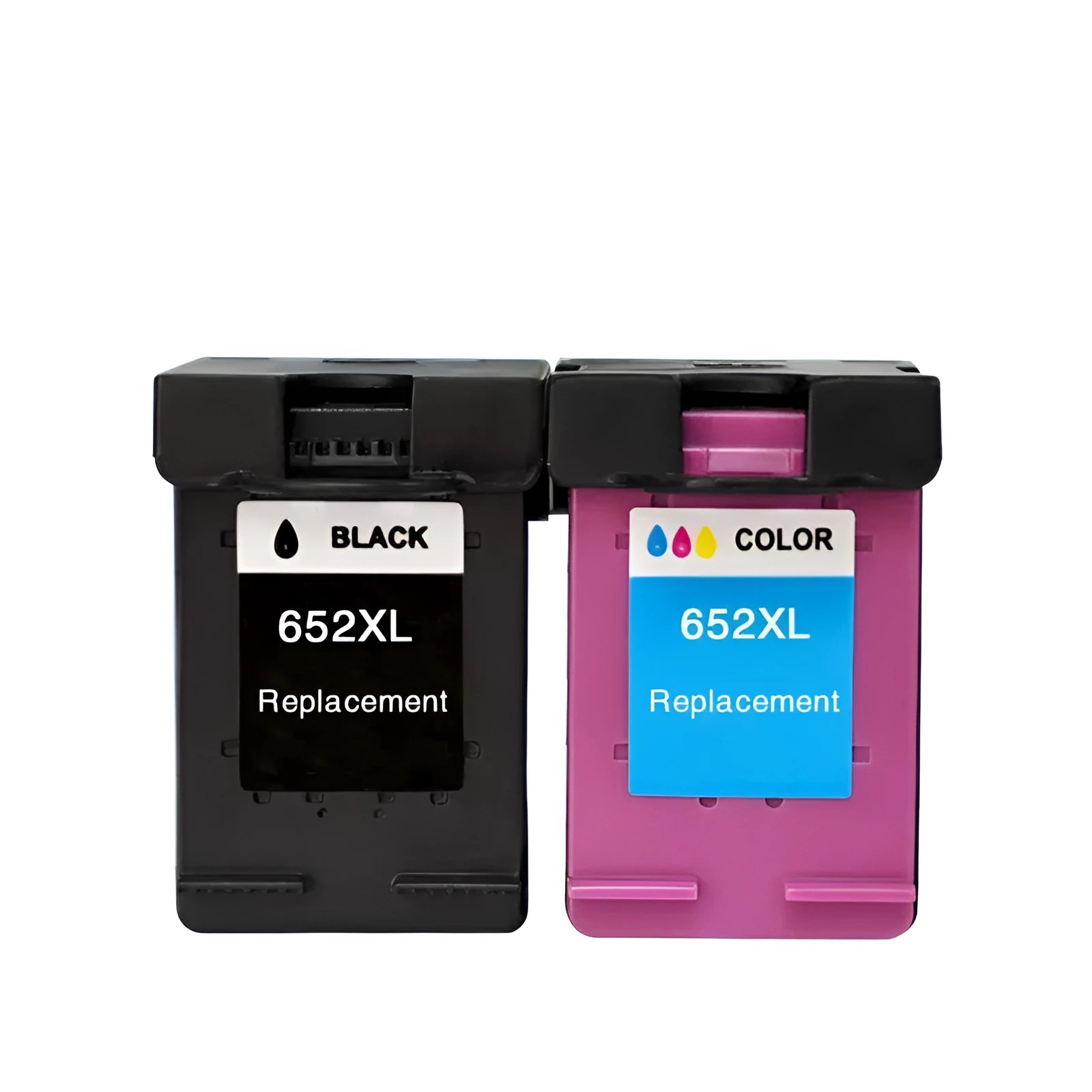 Black and colour compatible ink cartridges for HP Deskjet and Officejet printers.