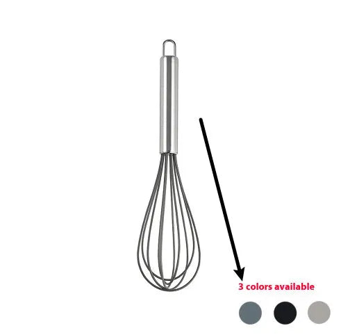 12-piece silicone kitchen utensil set in rotating storage bucket, showing spatula, ladle, and other tools.