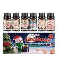 Christmas essential oil set with six 10ml bottles showing festive fragrances for aromatherapy diffusion