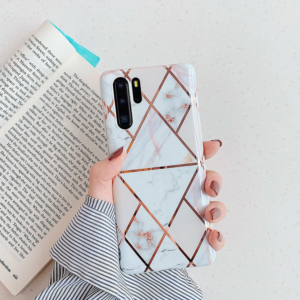 Electroplated marble mobile phone case in multiple colours for Huawei and Samsung smartphones