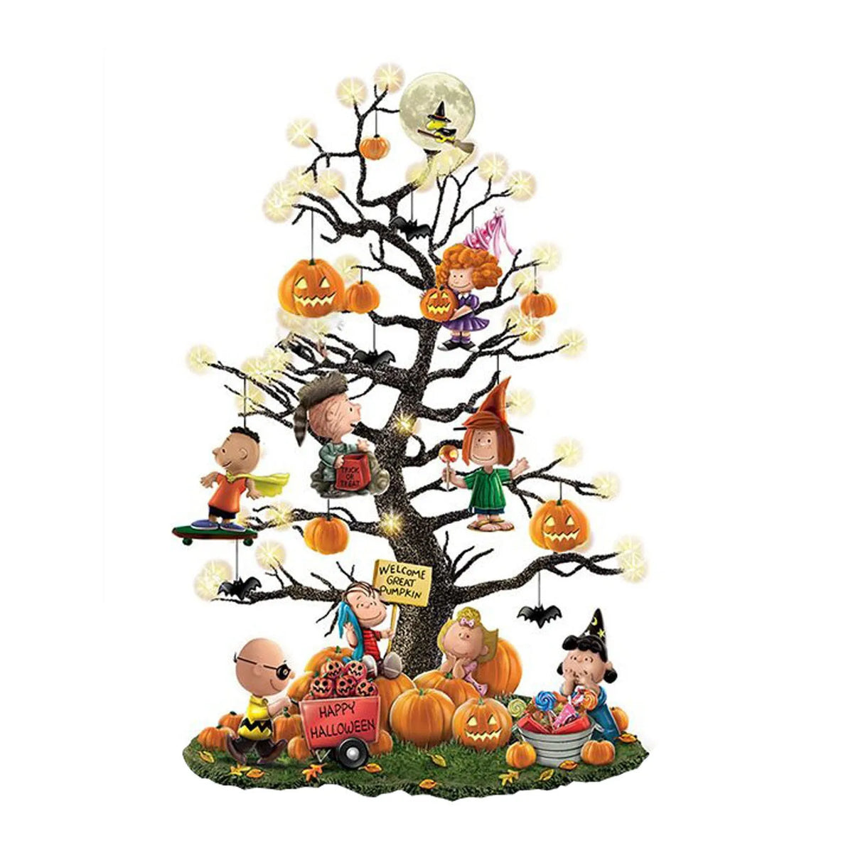 Resin Halloween pumpkin or Christmas tree ornament, 10x10x15cm, standing body glow, plain pattern