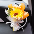 Dried flower bouquet and fragrance slice car air freshener set for air conditioning vents.
