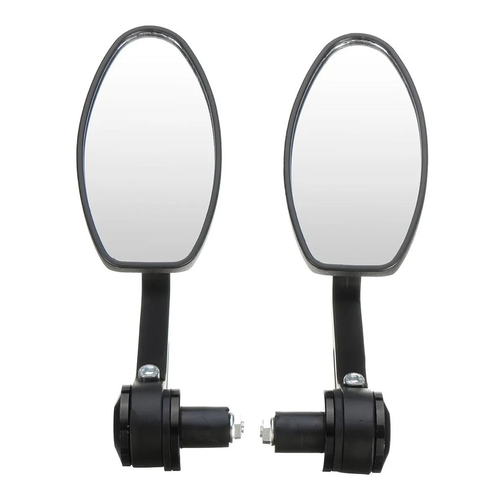 Pair of universal 7/8 inch motorcycle aluminium bar end rear view mirrors with anti-glare convex glass, 190mm length, on a black background