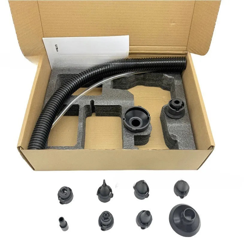 Handheld lithium battery brush air exhauster for dust blowing and snow removal with bare metal head.