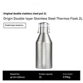 Large stainless steel thermal pot with carrying handle for outdoor camping and hiking use