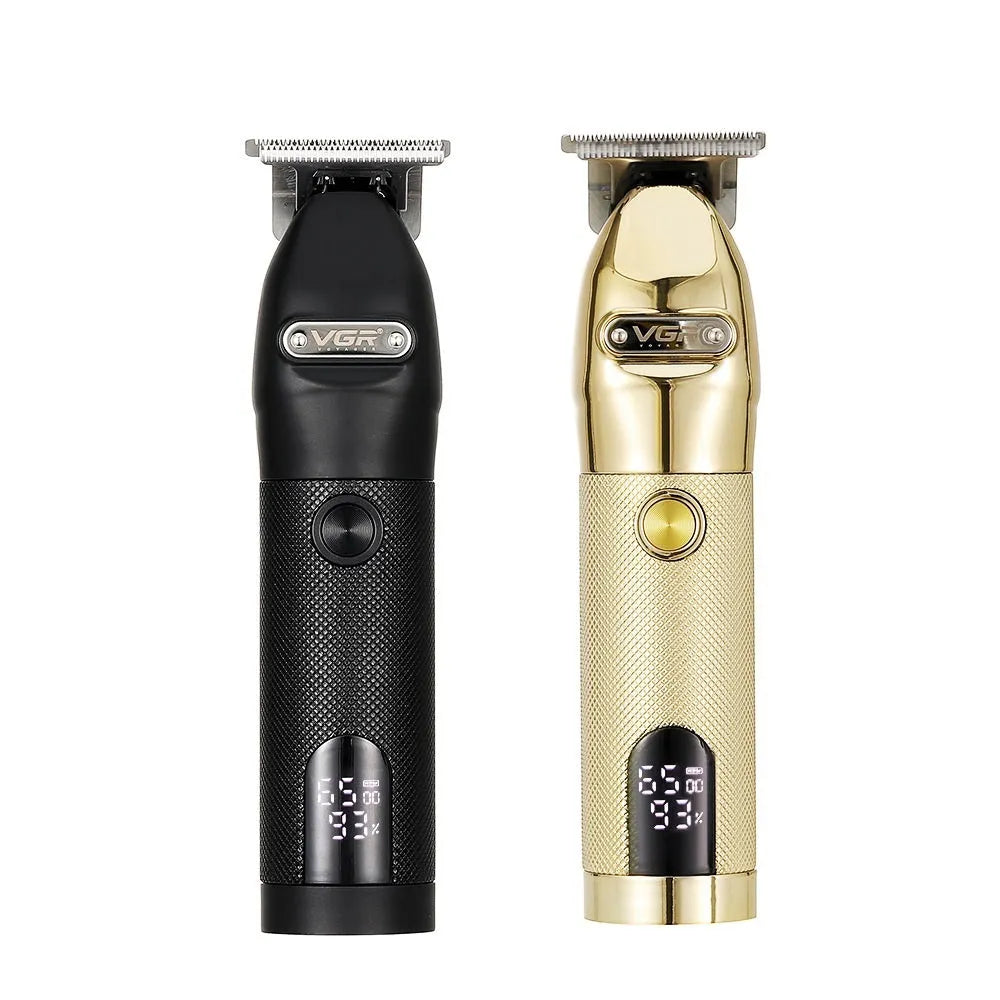LCD digital display metal hair clipper in V-275 Gold with three limit combs and accessories