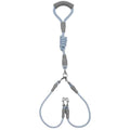 Double dog leash for two dogs with foam handle and metal buckles in blue colour