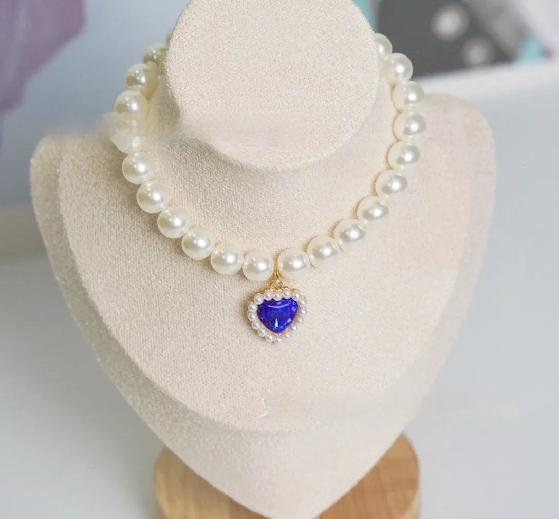 Plastic alloy resin pearl necklace cat collar in multiple colours and sizes
