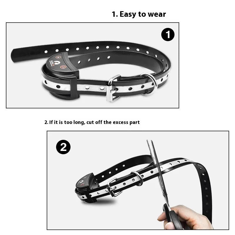 Silicone bark suppressant dog collar in black, showing adjustable buckle and silicone material