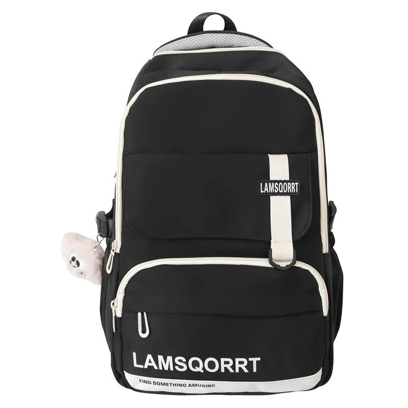 Waterproof nylon high school student backpack in multiple colours with pendant options