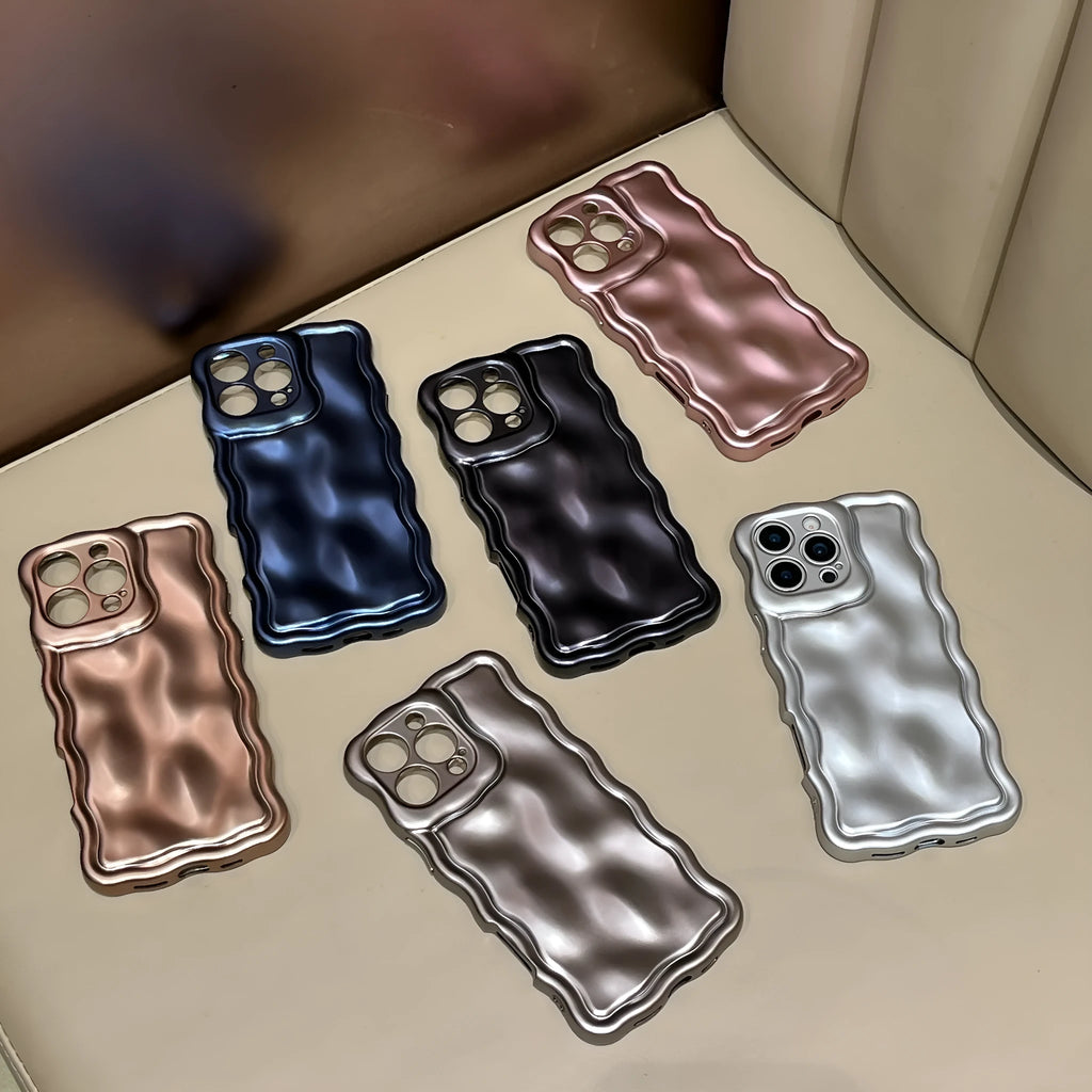Matte plating wave TPU phone case with anti-fingerprint finish in a colour option