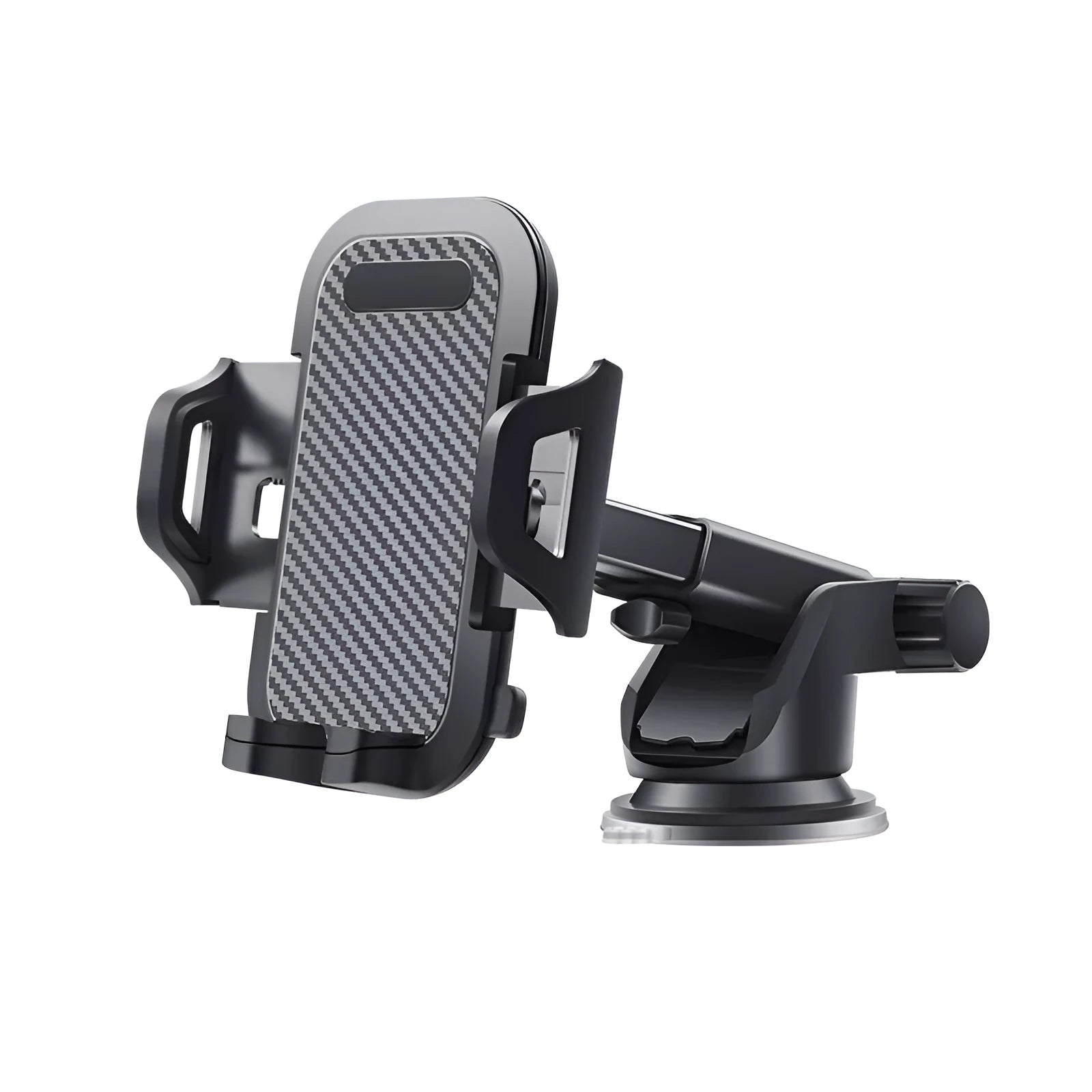 Black universal car phone holder for smartphones between 4 and 7 inches wide