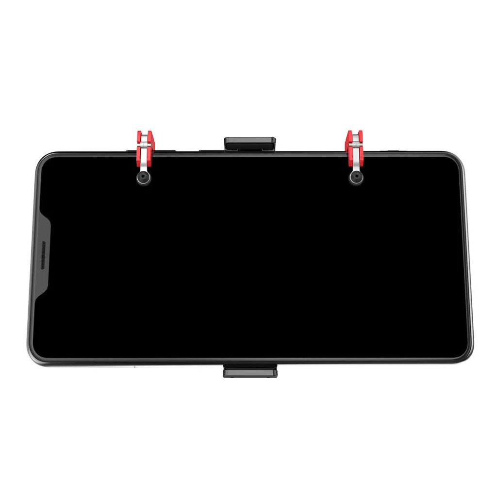 Black mobile phone gaming bracket with telescopic trigger controller for shooting games
