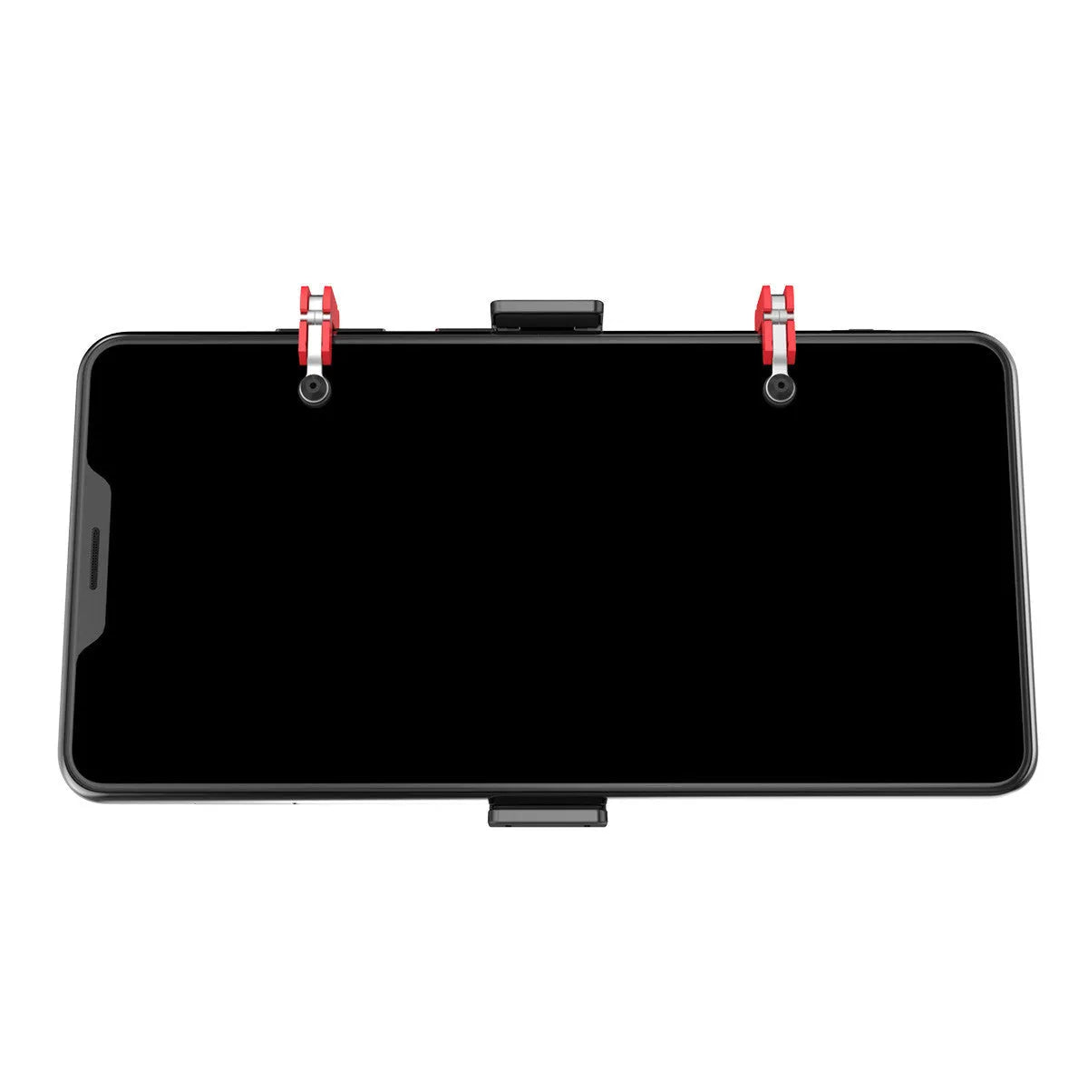Black mobile phone gaming bracket with telescopic trigger controller for shooting games